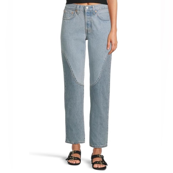 Levi’s 501 Original Chaps Straight Leg High Rise Denim Blue Jeans NEW western - Picture 3 of 8